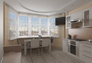 Ремонт кухни п44т с эркером в Твери под ключ